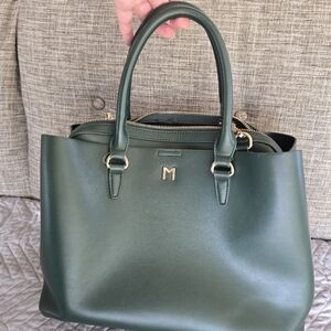 Elegant Forest Green Melie Bianco Satchel with Gold Accents